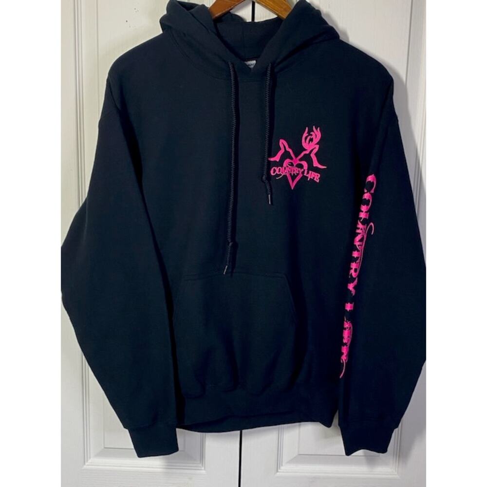 Black Country Life “Dear Kiss” Hoodie • Pink Lettering • Women’s Medium